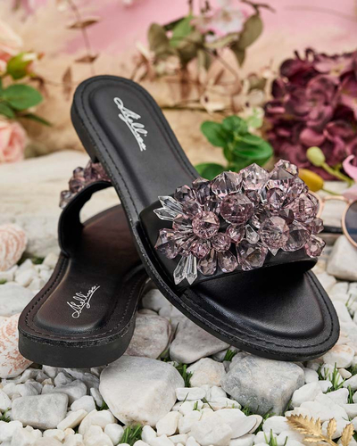 Royalfashion Șlapi de damă Loberra cu pietre prețioase