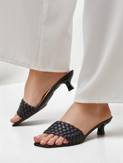 Callista Nero Sandals - Black women's eco-leather stilettos, summer
