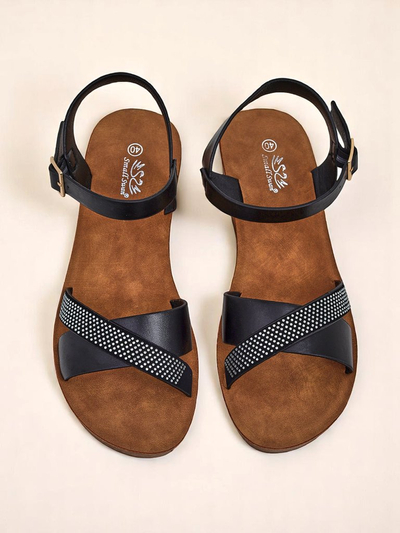 Royalfashion Sandale wedge pentru femei cu strasuri Allona