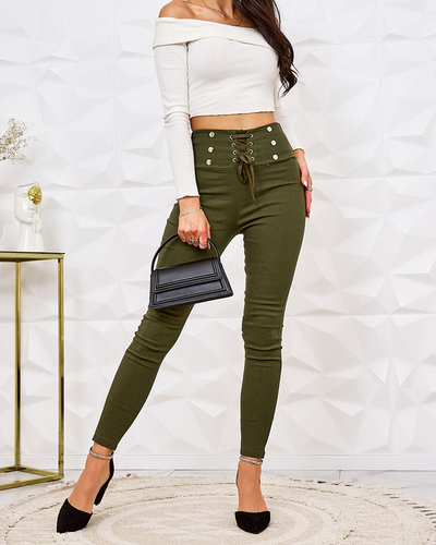 Royalfashion Pantaloni teggings de damă cu legătură decorativă