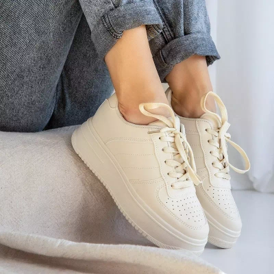 OUTLET Încălțăminte sport dama bej pe platforma Silvina - Încălțăminte