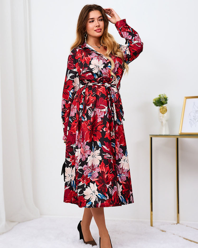 Royalfashion Rochie maxi pentru femei cu model roșu și burgundy