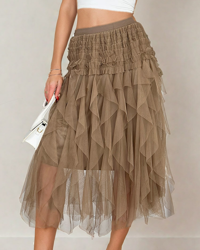 Royalfashion Fustă midi cu două straturi pentru femei