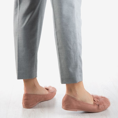 Balerini roz pentru femei cu blană și urechi Darya - Încălțăminte