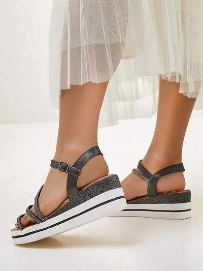 Royalfashion sandale cu platformă pentru femei cu ștrasuri Ballosa