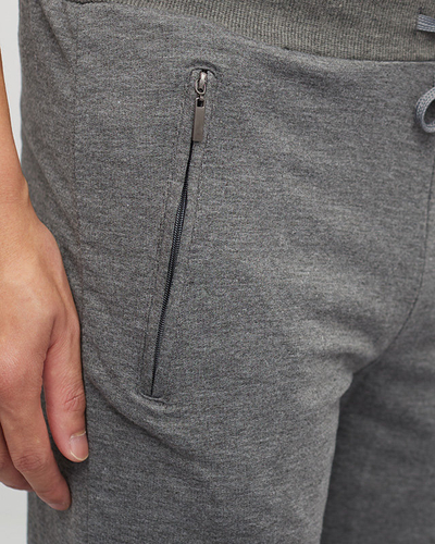Pantaloni de trening gri pentru bărbați cu buzunare cu fermoar - Îmbrăcăminte