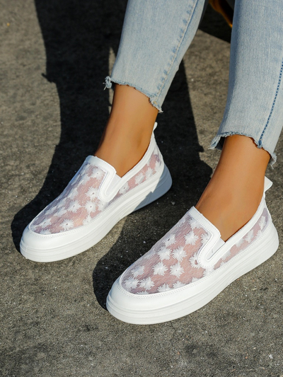 Mocasinuri cu plasă pentru femei Royalfashion cu flori Emzos
