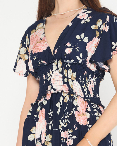 Rochie cu mâneci scurte, cu mâneci scurte, pentru femei, bleumarin - Îmbrăcăminte