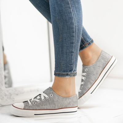 Szare trampki z materiału tkaninowego Greyana - Obuwie