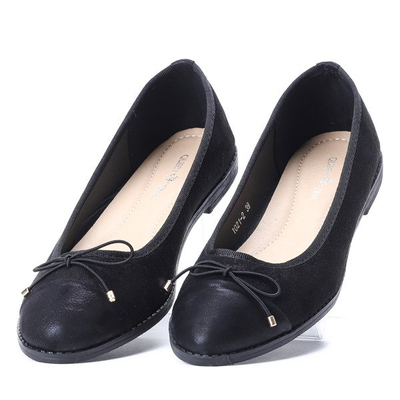 Czarne baleriny z kokardką Mia - Obuwie