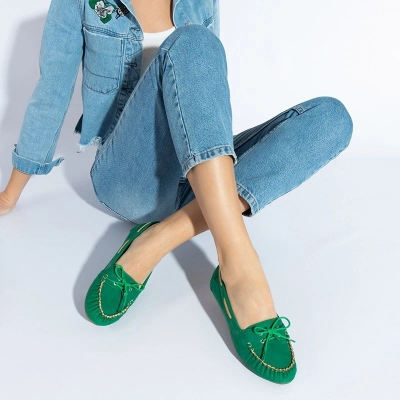 OUTLET Mocasini dama verzi cu legătură Norami - Încălțăminte