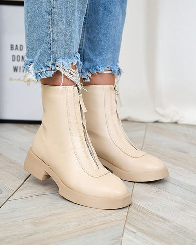 Royalfashion Cizme cu toc plat Etiuse bej pentru femei