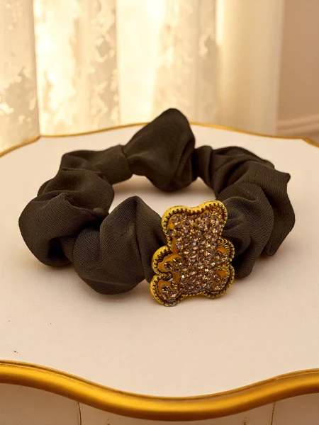 Royalfashion Elastic de păr cu ursuleț decorativ din satin Satin Teddy