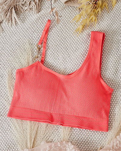 Royalfashion Sutien cu nervuri pentru femei cu curea decorativă