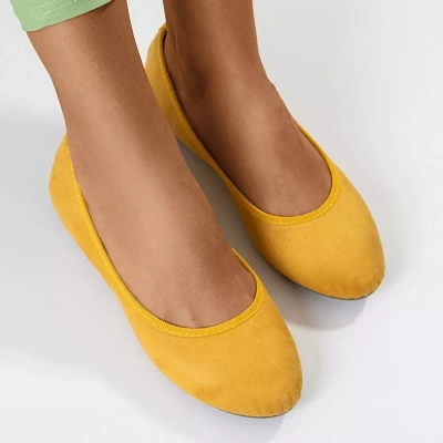 OUTLET Balerini de dama din piele ecologica galbena Lorani - Pantofi