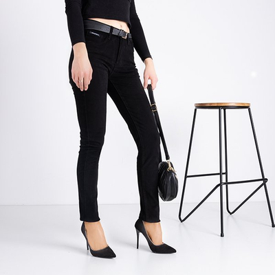 Pantaloni de femei negri cu curea - Îmbrăcăminte