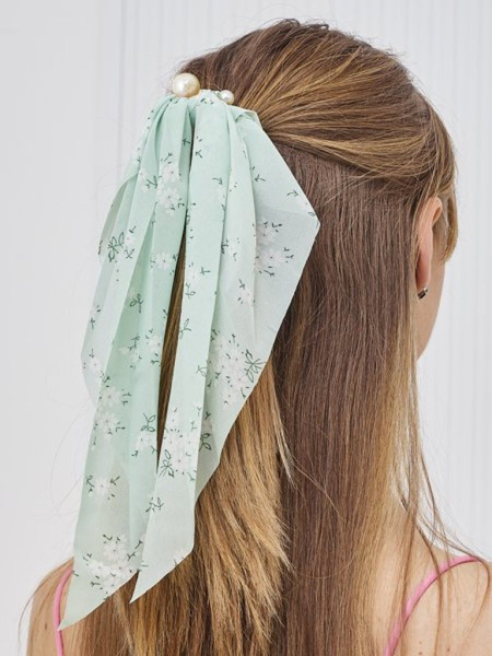 Royalfashion Elastic pentru păr cu fundiță, decorat cu flori mici și perle Perlissa