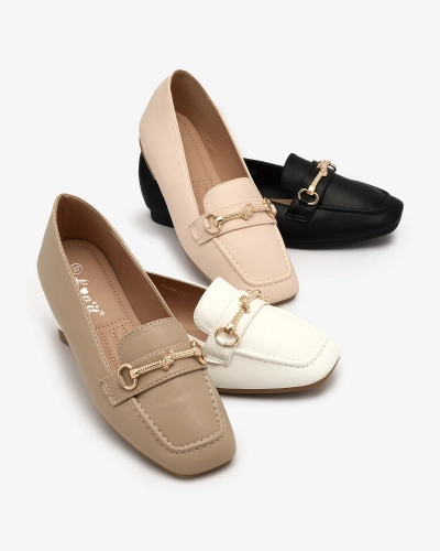 Royalfashion Mocasini negri pentru femei cu ornament auriu Olerika