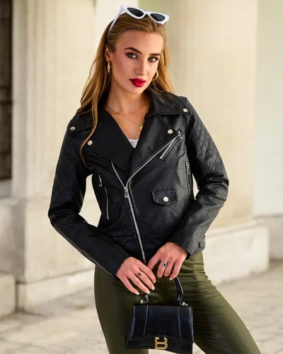 Royalfashion Jachetă Ramones din piele ecologică pentru femei