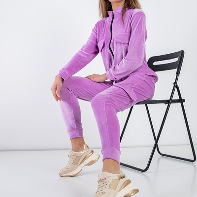 Costum de femei violet cu buzunare - Îmbrăcăminte