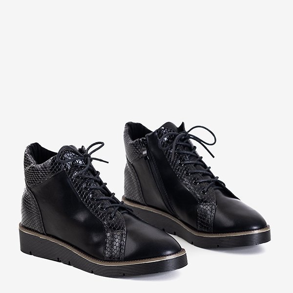 Cizme dantelate negre pentru femei Materam - încălțăminte