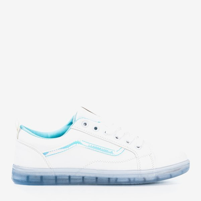 Białe tenisówki damskie z niebieską wstawką holograficzną Domsca - Obuwie