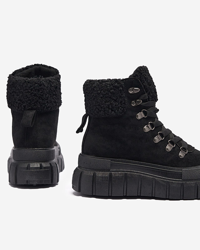 Botine Dama Diana Negre Piele Confortabile de Iarna