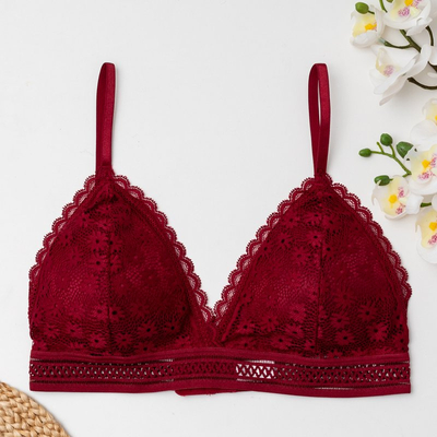 Sutien de dantelă bordeaux pentru femei - Lenjerie intimă