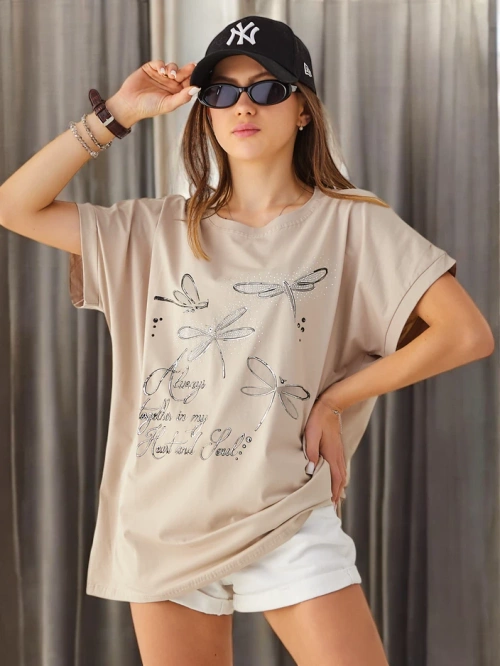 Tricou din bumbac pentru femei Royalfashion cu imprimeu