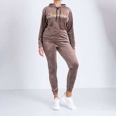 Hanorac de dama maro cu inscripție - Îmbrăcăminte