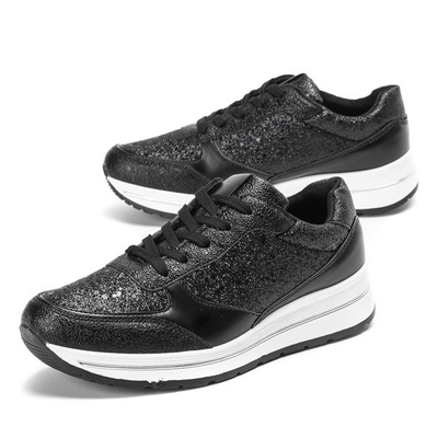 Czarne buty sportowe z brokatem Ronnie - Obuwie
