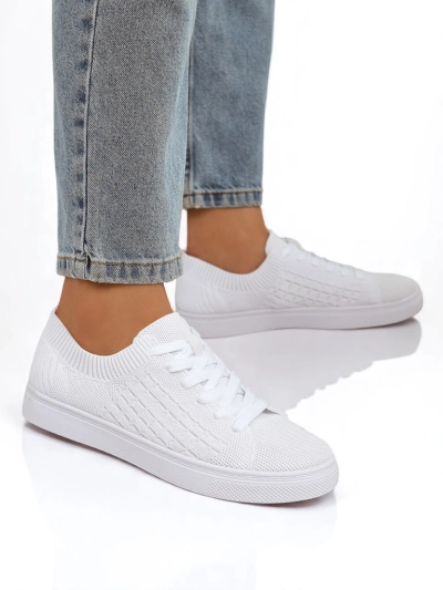 Sneakers Dama Royalfashion AURELIA – teniși textili albi pentru primăvară și vară