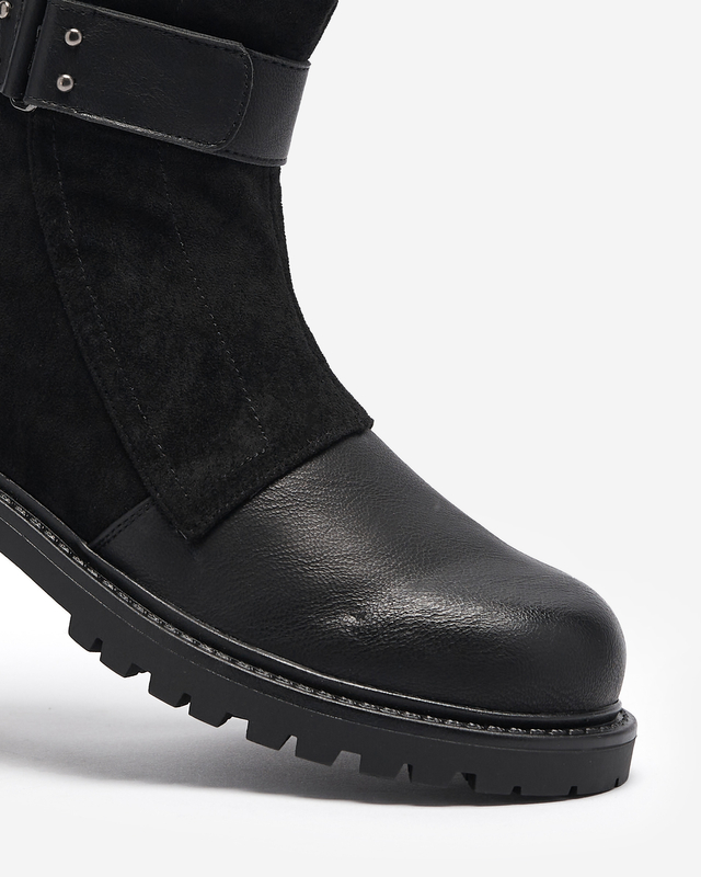 Cizme negre fără toc cu toc plat pentru femei Wetefa - Încălțăminte