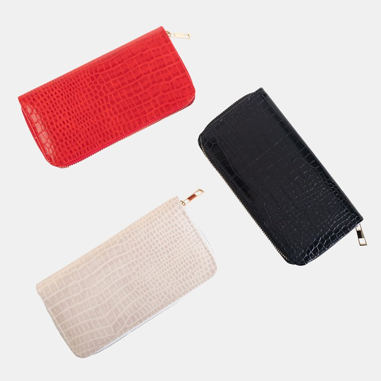 Portofel de dama bej cu relief - Accesorii