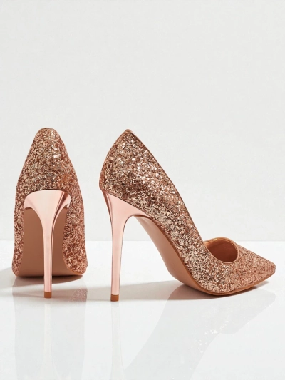 Pantofi cu toc pentru femei din piele ecologică cu brocart Zavrimea