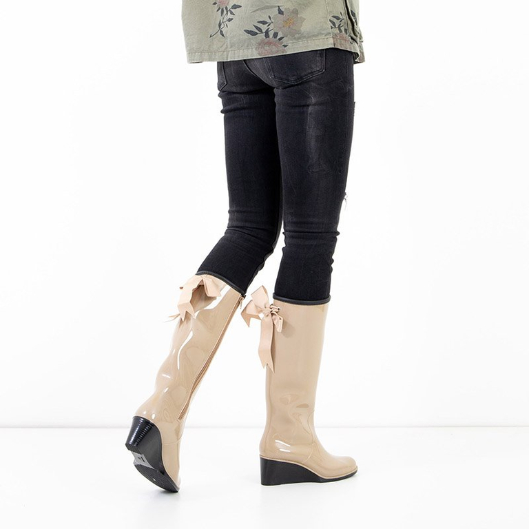 Wellies de dama bej pe pană Genofa - Încălțăminte