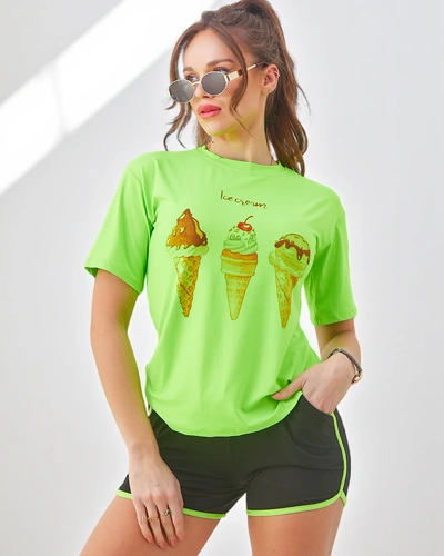 Set sportiv Royalfashion pentru femei, cu tricou și pantaloni scurți Ice Cream