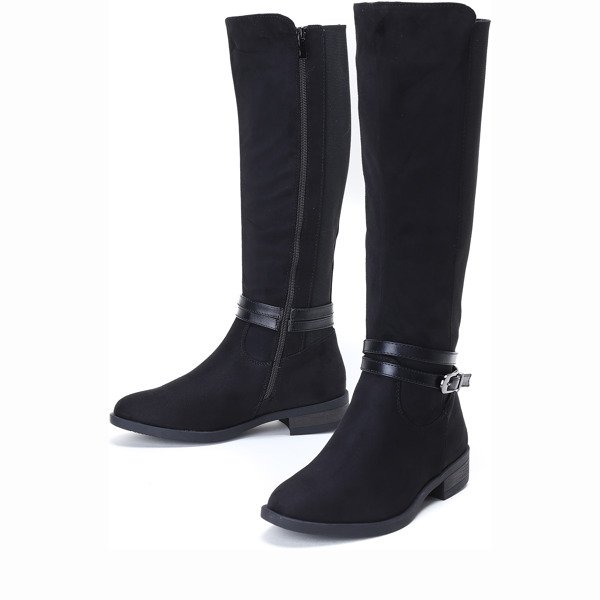 Czarne kozaki ze sprzączką Ida- Obuwie