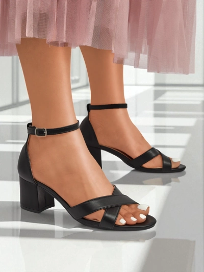 Royalfashion Sandale cu toc gros pentru femei Eleganza Strap