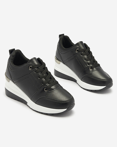 Pantofi sport pentru femei din piele ecologică neagră pe ancoră Namari - Încălțăminte