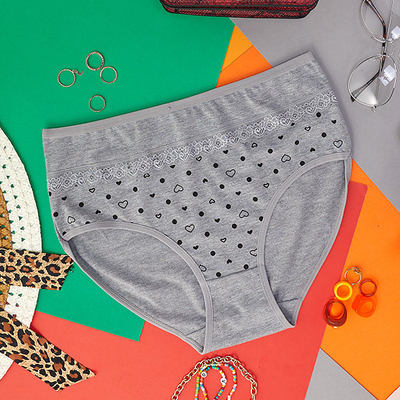 Chiloți de damă din bumbac gri cu inimioare - Lenjerie intimă