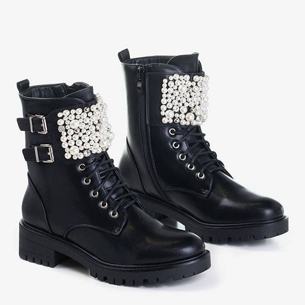 Czarne workery z ozdobami Foga - Obuwie