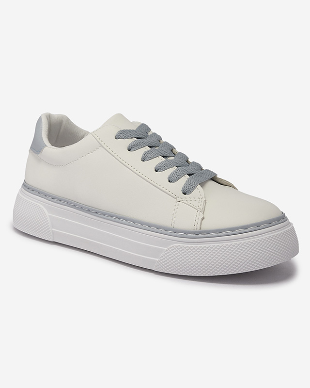 Adidași sport de damă albi cu inserții albastre Assalia - Încălțăminte