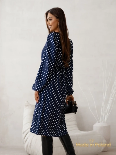 Rochie midi de damă cu buline Midnight Bloom