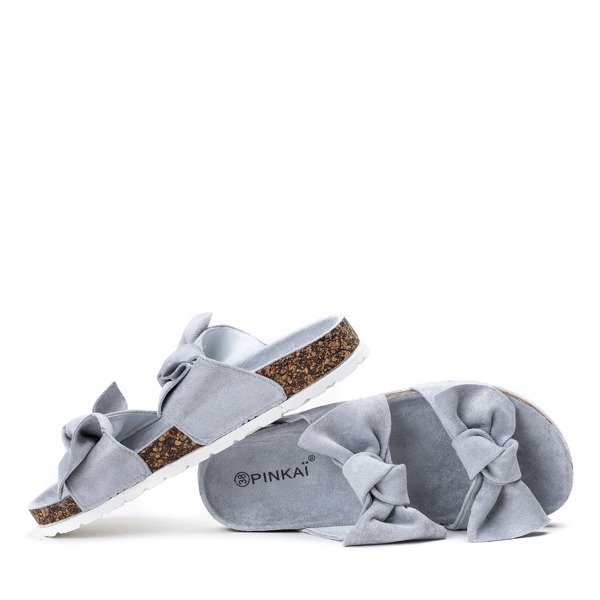 Niebieskie klapki z kokardką Marecia - Obuwie