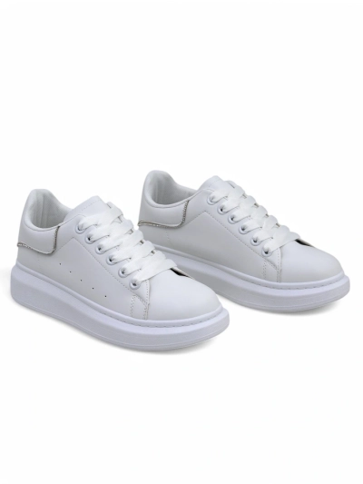 Sneakers Sport Athena Albi din Piele Ecologică