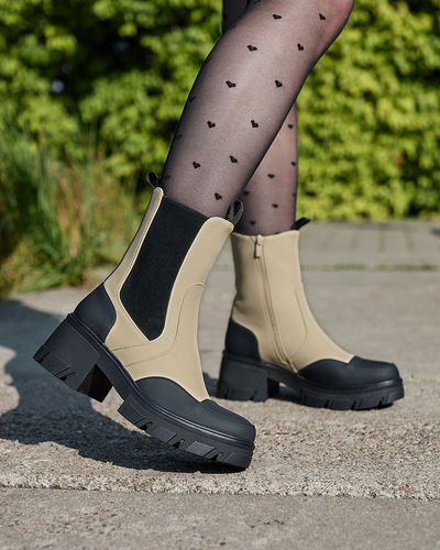 Royalfashion Cizme cu toc plat Bevta bej mat de damă