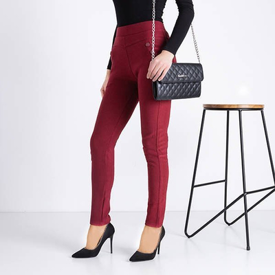 Treggings izolate în burgundie - Îmbrăcăminte