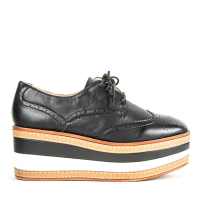 Czarne oxfordy na wysokiej platformie Waleriana - Obuwie