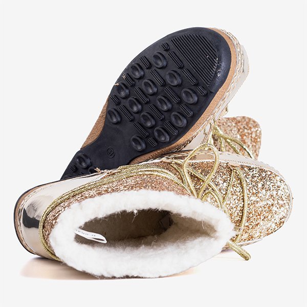 Cizme de zăpadă aurii cu finisaj sclipici de la Lomell - Încălțăminte